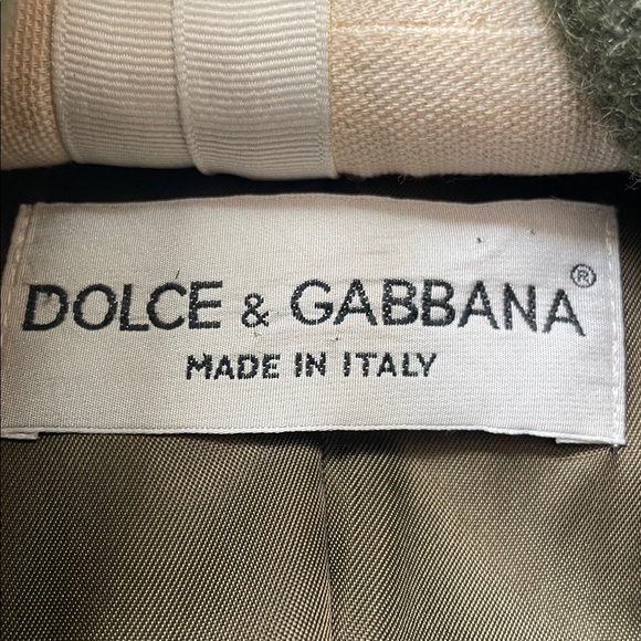 DOLCE & GABBANA Olive Green Double Breasted Wool COAT Silver Buttons M 6 42 RARE - Picture 11 of 13